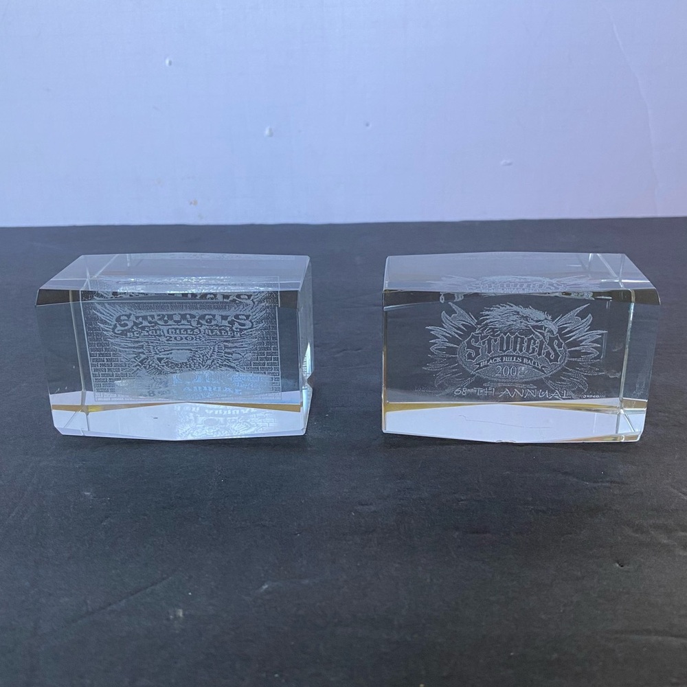 Sturgis Harley Davidson 68th Annual Black Hills Rally 2008 Set of 2 Etched Glass